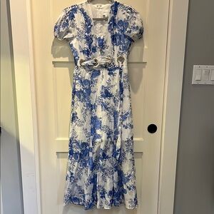 Alice McCall Floral Blue and White Maxi Dress w Grommets - Size 4 - PRICE DROP!